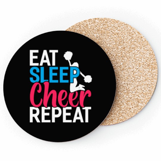 Eat Sleep Cheer Repeat Funny Cheerleader Cheering Coasters