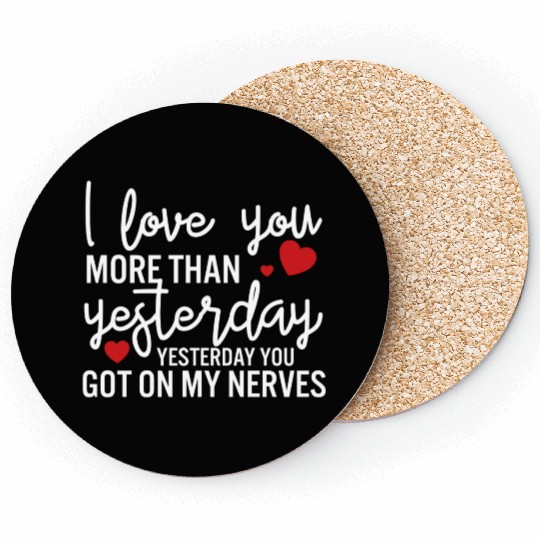 Funny Valentines Day Jokes yellow Coasters