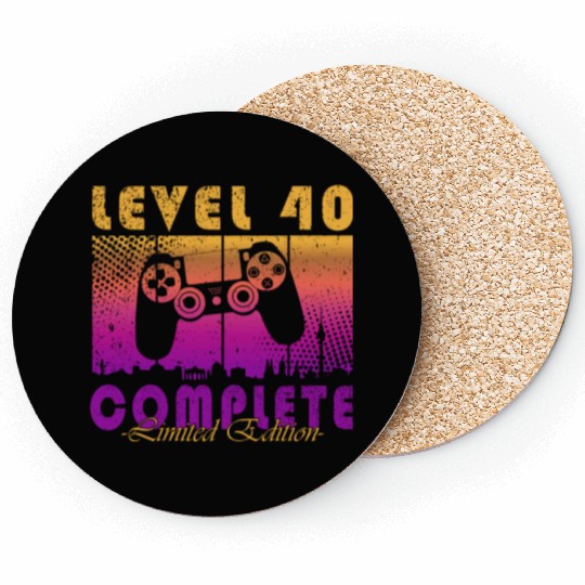 40th Birthday Gaming Level 40 Complete Gamer Coasters