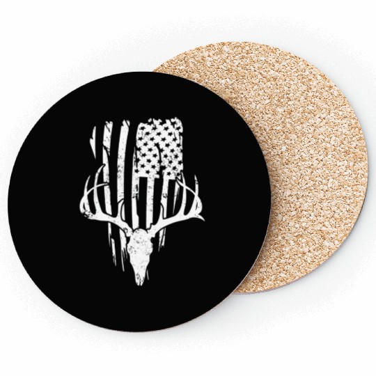 Deer Hunting American Flag Coasters