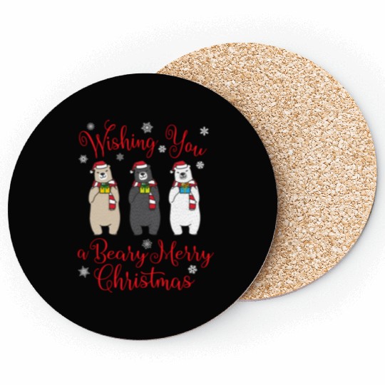 Beary Merry Polar Bear Winter Coasters