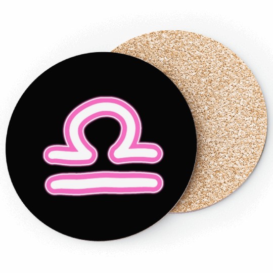 Libra Zodiac Sign Neon Pink Coasters