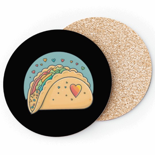 Taco-Lover I Love Tacos Heart Spicy Foodie Coasters