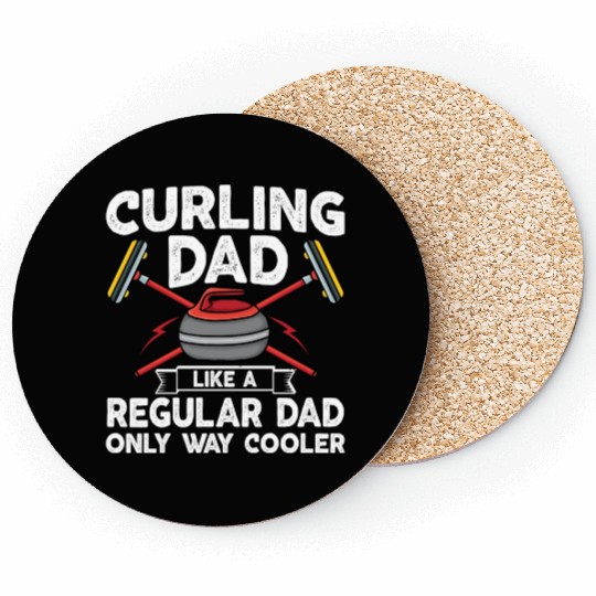 Curling Dad Like A Regular Dad But Cooler Retro Coasters