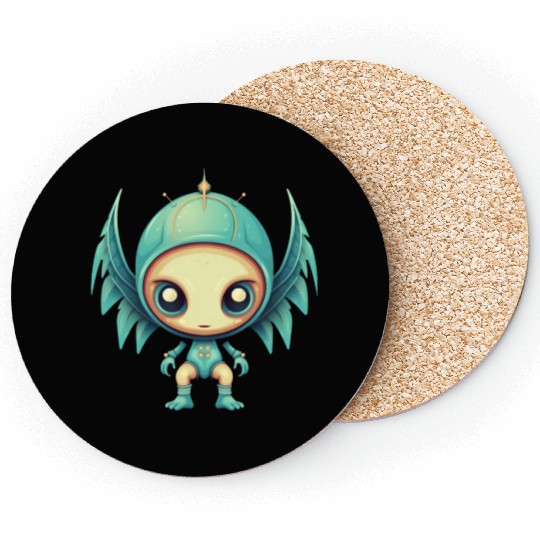 Alien Angel Wings Cyborg - Futuristic Design Coasters