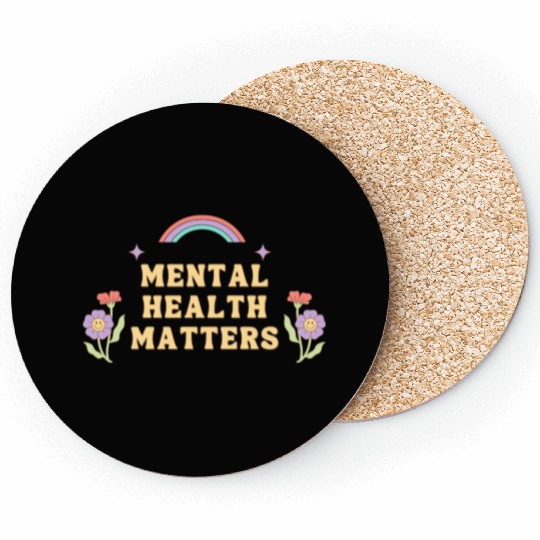 Mental Health Matters | Groovy Rainbow French Gray Coasters