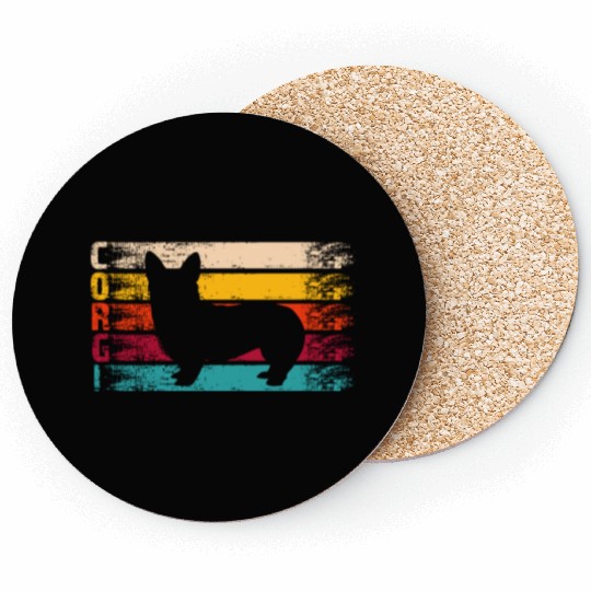 A Corgi Silhouette Retro Distressed Dog Lover Coasters