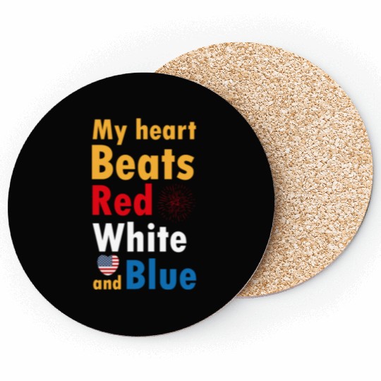 my heart beats red white and blue Coasters