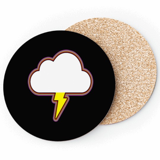 Thunder Cloud Lightning Raining Storm Coasters