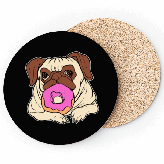 Pug and Donut Sweet Foodie Gift Coasters