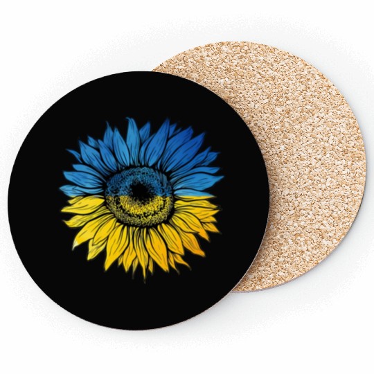Sunflower Ukraine Ukrainian Flag Stand With Ukrain Coasters