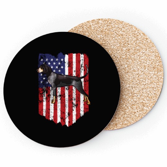 American Flag Bluetick Coonhound 4Th Of July Usa Coasters