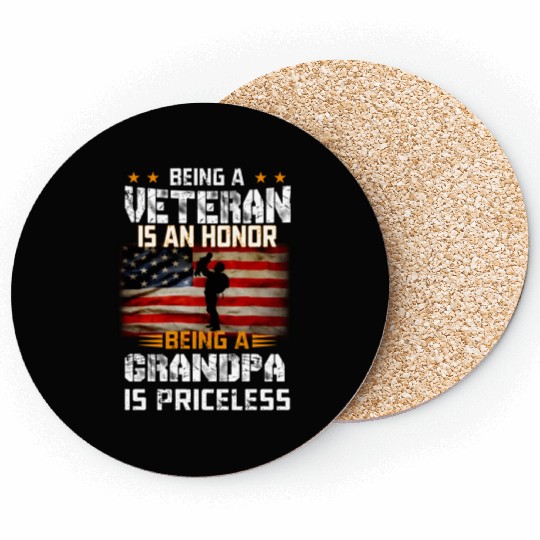 Mens Being A Veteran Is An Honor Grandpa Is Pricel Coasters