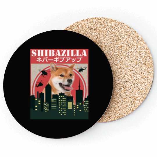 Dog Shiba Inu Shibazilla Movie Coasters