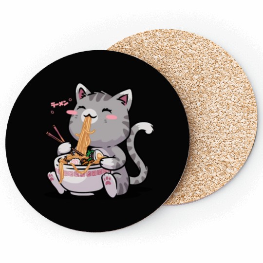 Kawaii Neko Cat Ramen Bowl Anime Otaku Japanese No Coasters