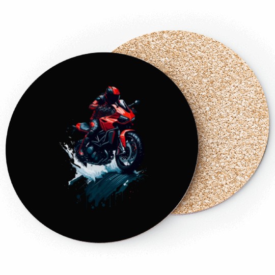 Illustration sport motorcycle Coasters