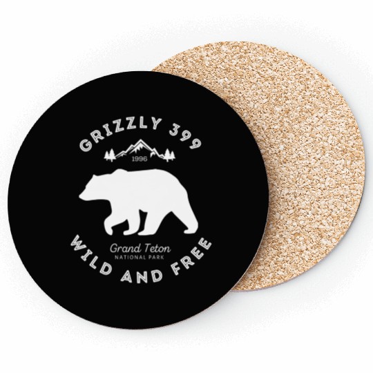 Grizzly 399 Wild Free Grand Teton National Park Coasters