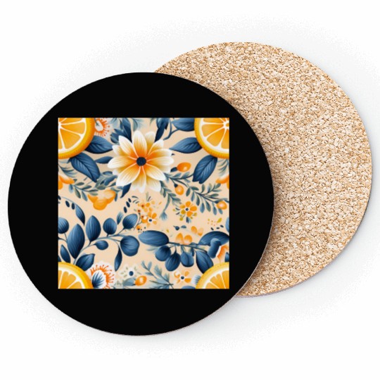 Yellow Lemon Floral Detailed Summer Collection 02 Coasters