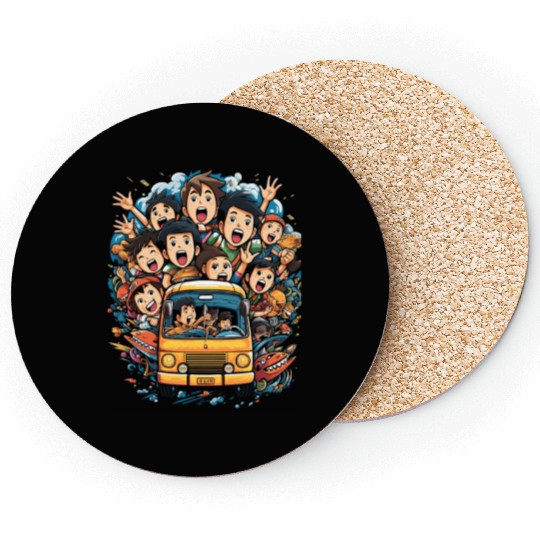 Back to School Pre-K Kindergarten School Bus Coasters