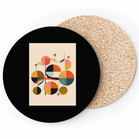 mid century retro shapes geometric 2 Coasters