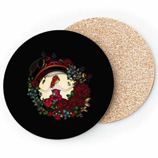 Princess in the rose garden in an Art Nouveau look Coasters