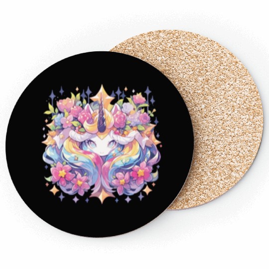 Flowers Unicorn Unicorn Flowers Fable Mystery Coasters