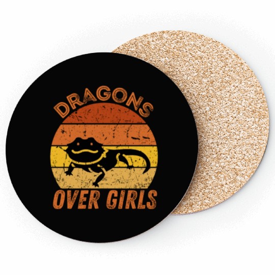 Dragons Over Girls Coasters for Bearded Dragon Lovers
