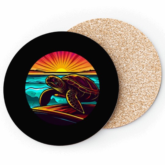 Turtle at Sunset, Inspiring Nature Design Coasters