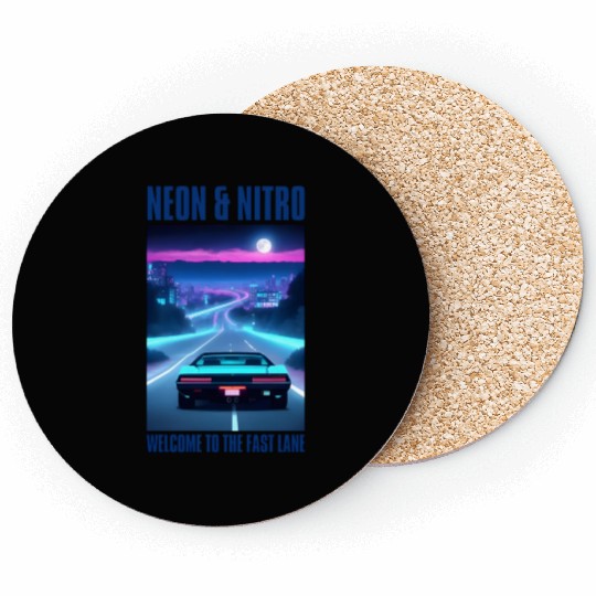 Vintage 80s Futuristic Retrowave Neon Cyberpunk Coasters
