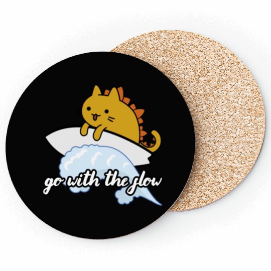 Catzilla Surfer Surf Lover Go With The Flow Coasters