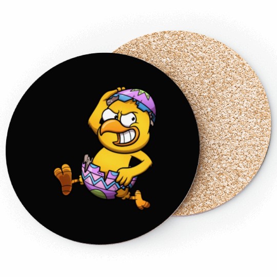 Running Little Chick In An Easter Egg Coasters
