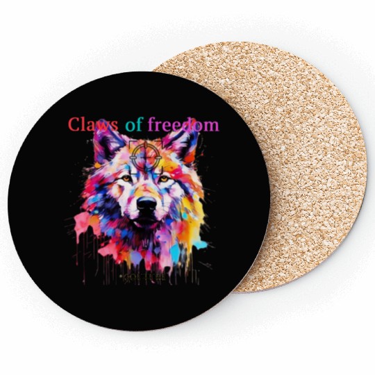 Lone Wolf in Multicolor Coasters