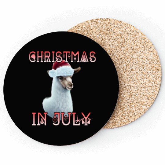 Festive alpaca - Christmas in July Coasters
