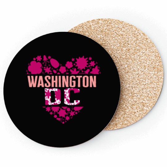 Washington DC Coasters, Cherry Blossom Heart Floral
