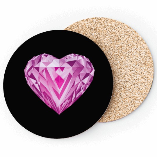 Glossy pink diamond heart Coasters