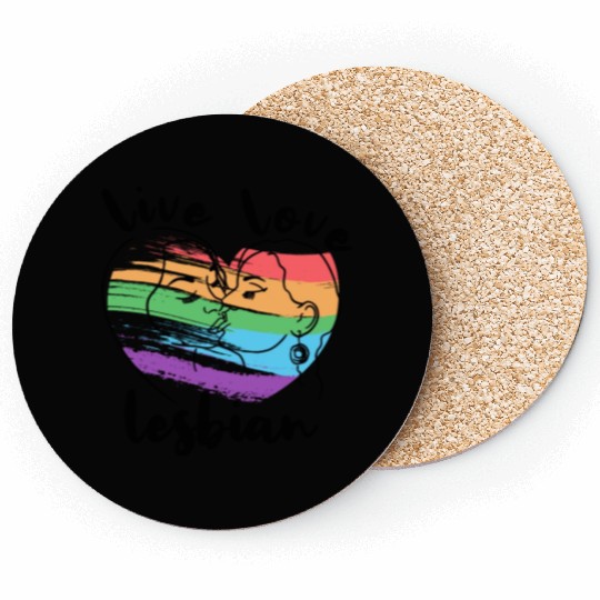 Live Love Lesbian Rainbow Lgbtq Gay Pride Queer Coasters
