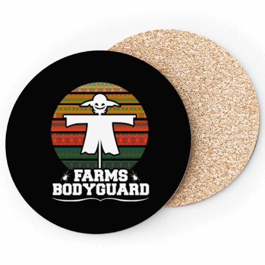 Farm s Bodyguard Farmer Scarecrow Gift Design Idea Coasters