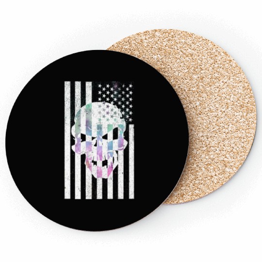 Cosmic Skull Usa Flag Coasters