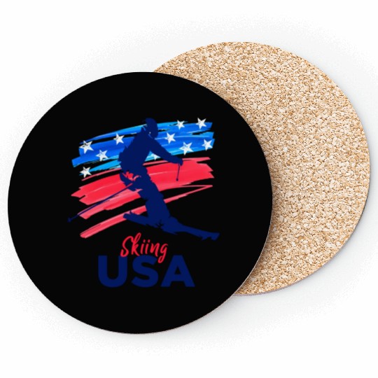Skiing Usa Support The Team Usa Flag Ski Winter Coasters