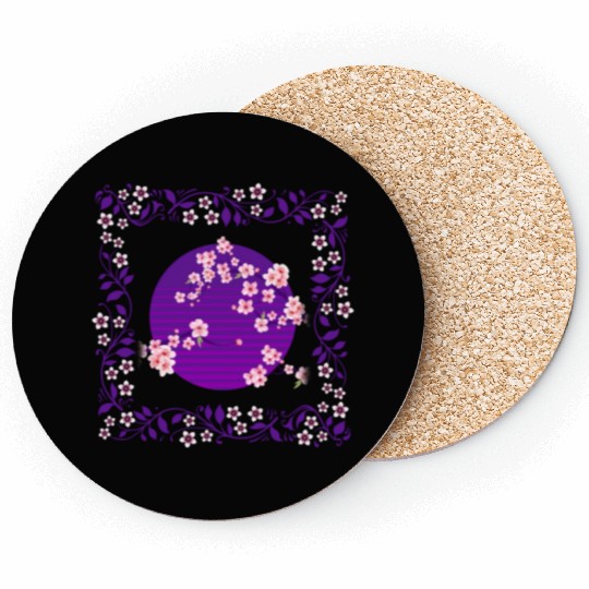 Cherry Blossom Coasters, Aesthetic Vaporwave Sakura