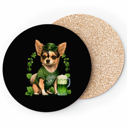 Chihuahua | St. Saint Patricks Day Beer Shamrock Coasters