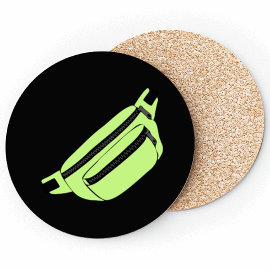Lime Green Fanny Pack Illustration Coasters