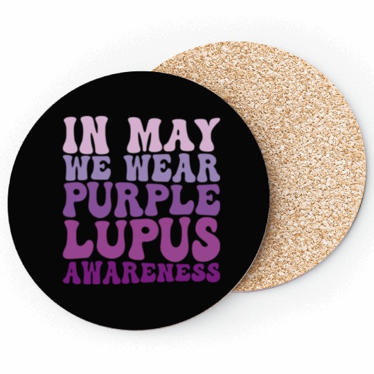 In May We Wear Purple Lupus Awareness Month Groovy Coasters