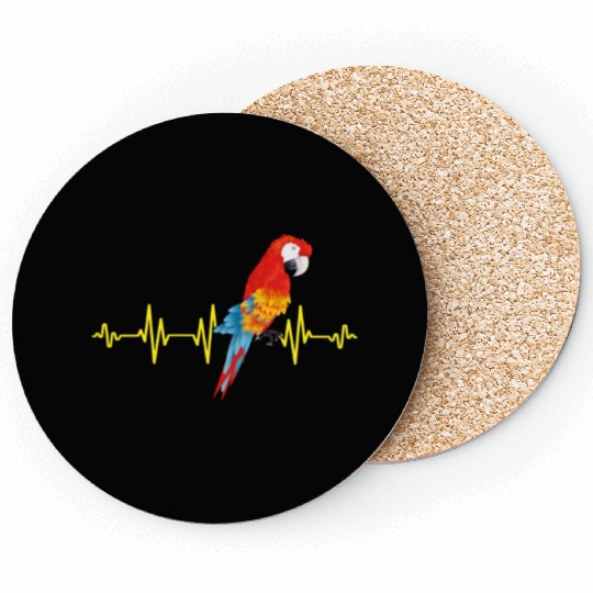 Macaw Heart Beat Parrot lover Macaws Parrots Coasters