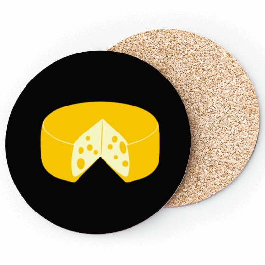 Cheese golden yellow with point cut out front view Coasters
