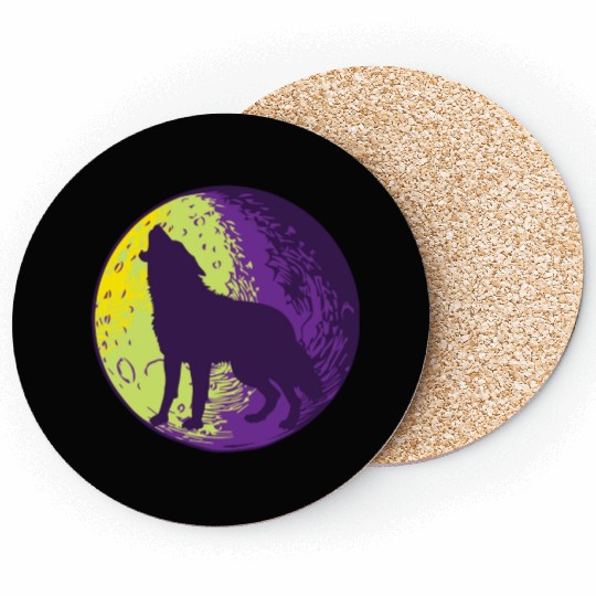 Howling wolf in the moon cool Coasters