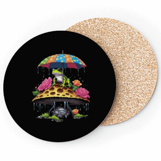 Aesthetic Frog Mushrooms Frogs for a Mushroom Coasters
