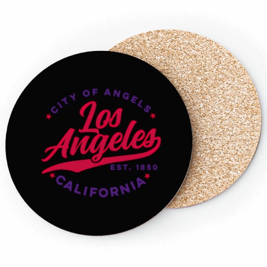Los Angeles City Of Angels California Red Text Coasters