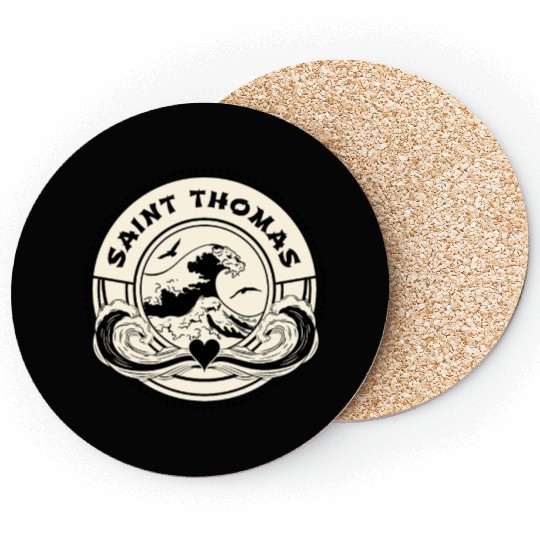 St Thomas Caribbean Sea Japanese Style Waves Coasters