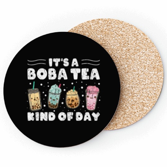 It´s A Boba Tea Kind Of Day Kawaii Bubble Tea Coasters